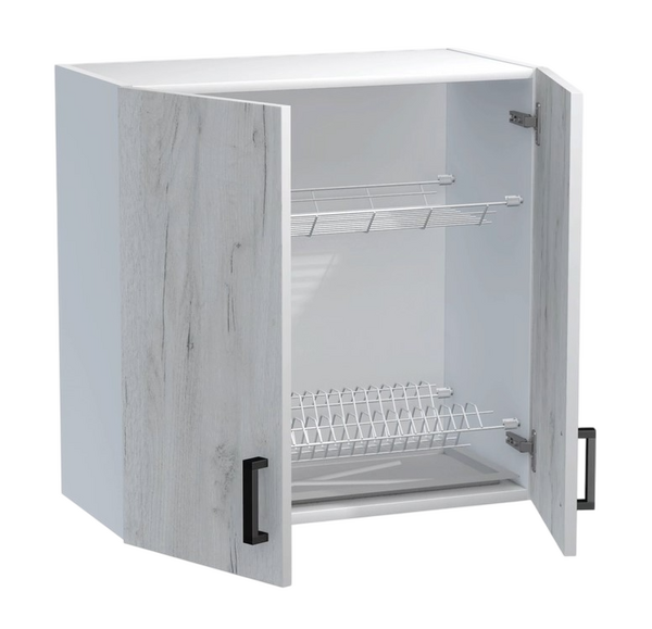 Шкаф для посуды 60 цвет Дуб крафт белый/Белый (под сушку) SANTREK HOME (ЛДСП)