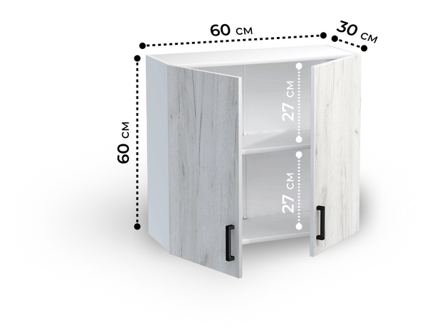 Шкаф для посуды 60 цвет Дуб крафт белый/Белый SANTREK HOME (ЛДСП)