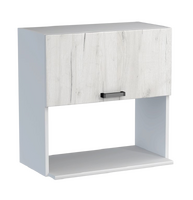 Шкаф навесной под микроволновку 60 цвет Дуб крафт белый/Белый SANTREK HOME (ЛДСП)