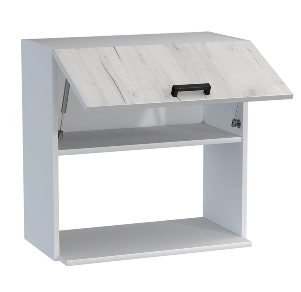 Шкаф навесной под микроволновку 60 цвет Дуб крафт белый/Белый SANTREK HOME (ЛДСП)