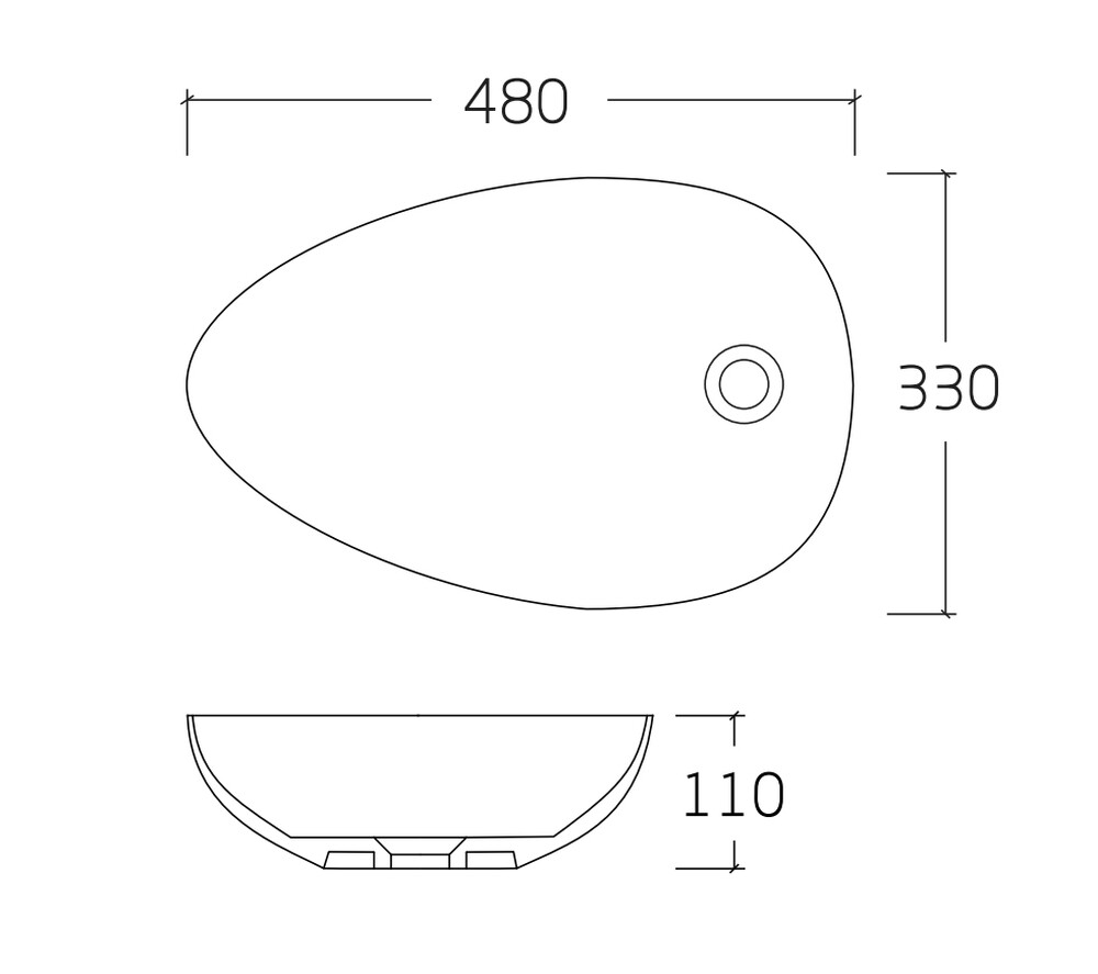 Раковина накладная HOLLER K-6472-48 (480*330*110мм), белая