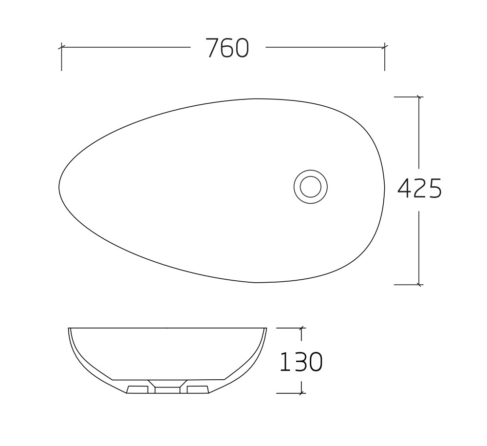 Раковина накладная HOLLER K-6472-76 (760*425*130мм), белая