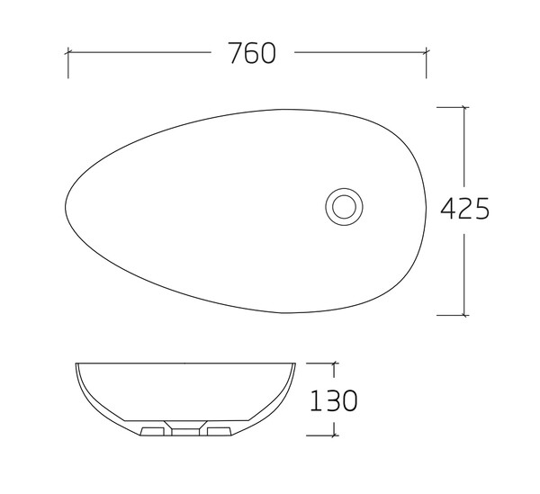 Раковина накладная HOLLER K-6472-76 (760*425*130мм), белая