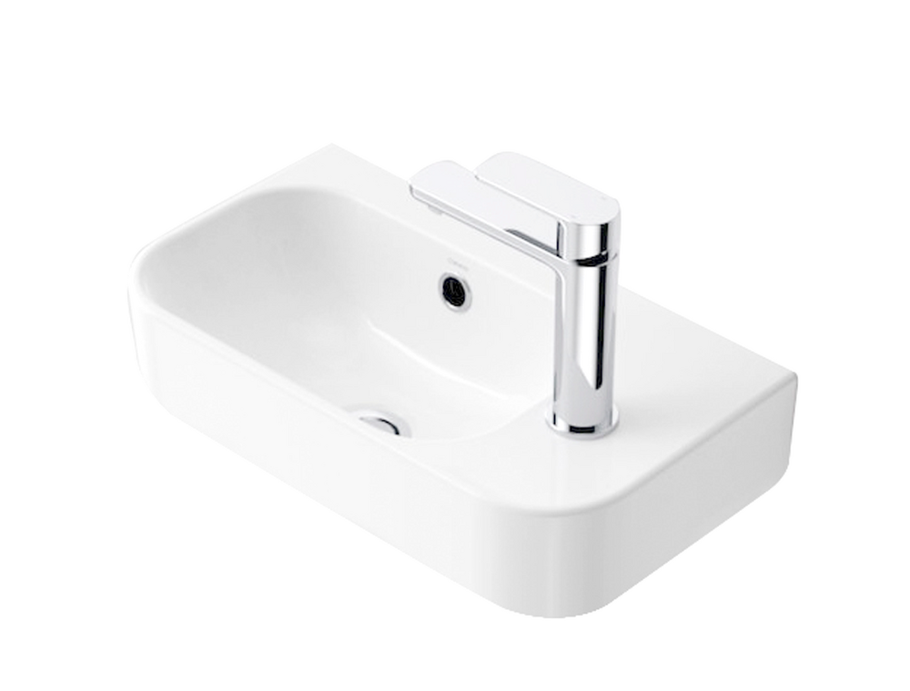 Раковина подвесная HOLLER K-6496L ЛЕВАЯ (450*250*168мм), белая (+ крепеж)