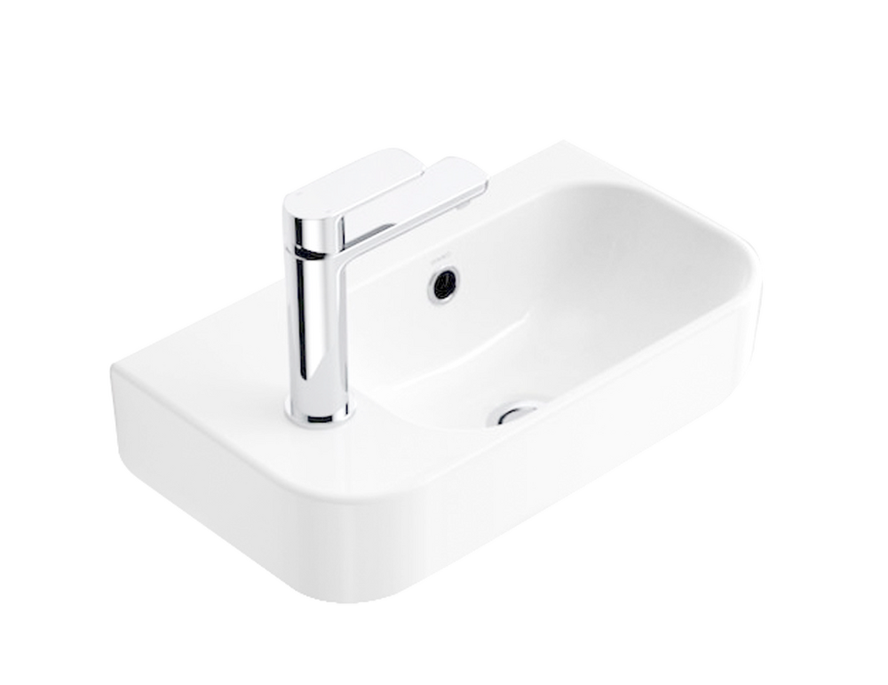 Раковина подвесная HOLLER K-6496R ПРАВАЯ (450*250*168мм), белая (+ крепеж)