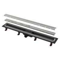 Водоотводящий желоб ALCAPLAST с порогами из НЕРЖ.СТАЛИ для двусторонней решетки (подходит под кладку плитки) APZ20-750M  Чехия  