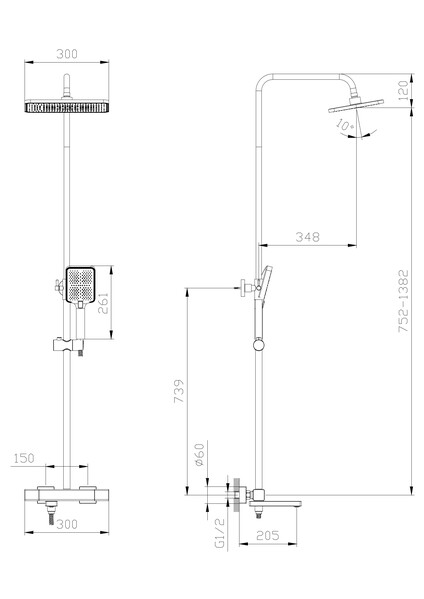 Тропическая душевая система RUSH Socotra (ST4235-60) термостатическая с изливом, хром