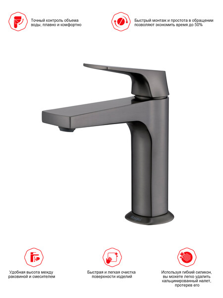 R07.10.09 Смеситель для умывальника RAGLO (графит)