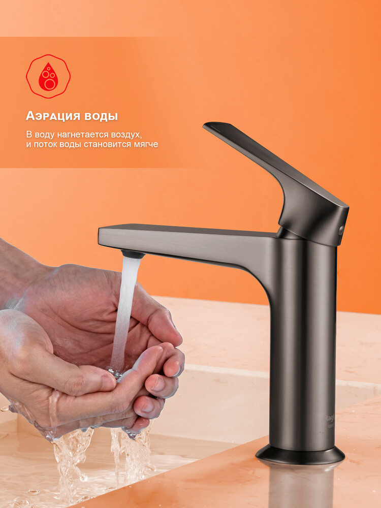 R07.10.09 Смеситель для умывальника RAGLO (графит)