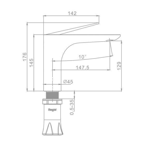 R07.10.09 Смеситель для умывальника RAGLO (графит)