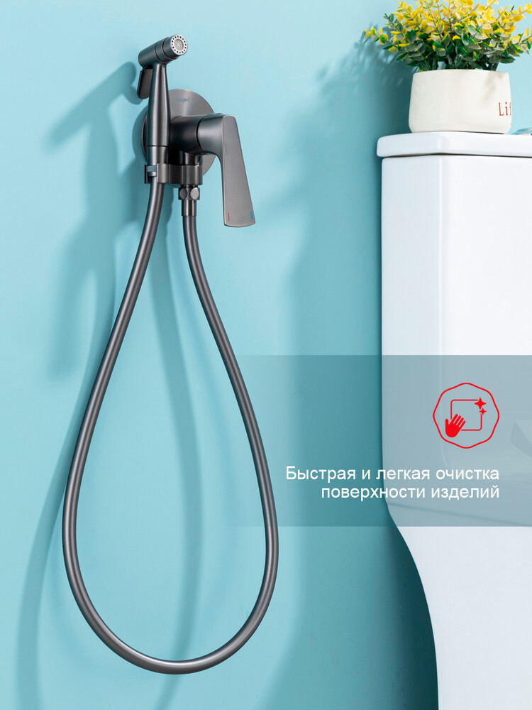 R07.52.09 Смеситель встраиваемый с гигиеническим душем RAGLO (графит)