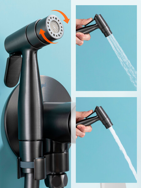 R07.52.09 Смеситель встраиваемый с гигиеническим душем RAGLO (графит)