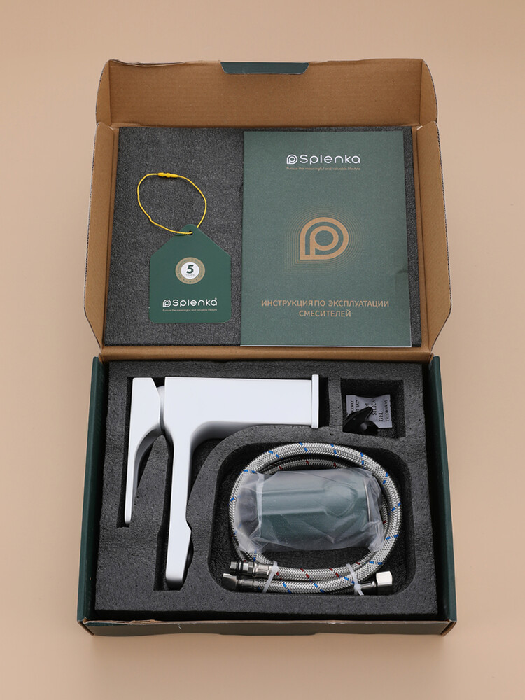 S55.10.08 Смеситель для умывальника SPLENKA (белый)