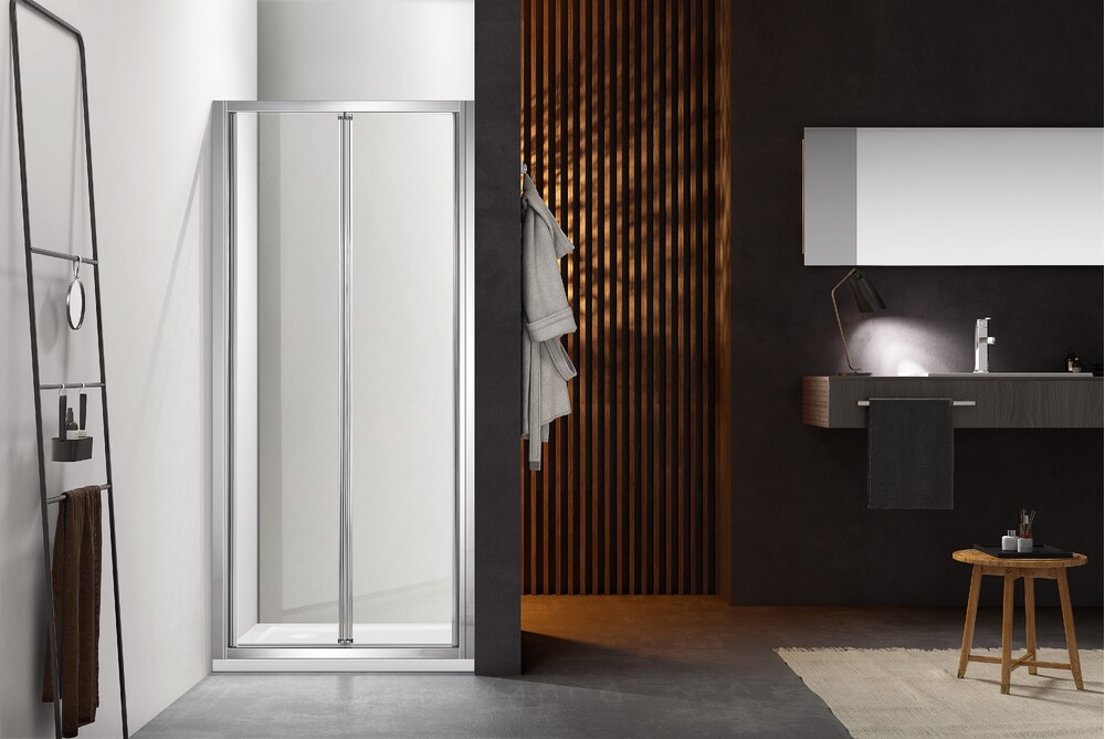 Душевое ограждение SANTREK AQUA Time -RD-900-C-Chrome 900*1950 Прямое стекло Прозр 5 мм, профиль Хром