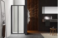 Душевое ограждение SANTREK AQUA Time- RD-800-C-Matt Black 800*1950 Прямое стекло Прозр 5 мм, профиль Черный 