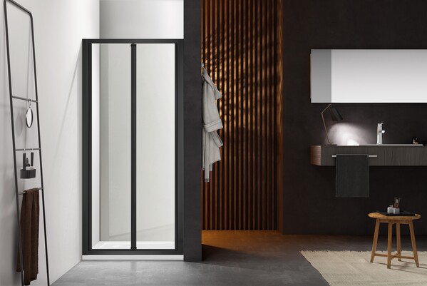 Душевое ограждение SANTREK AQUA Time- RD-800-C-Matt Black 800*1950 Прямое стекло Прозр 5 мм, профиль Черный 