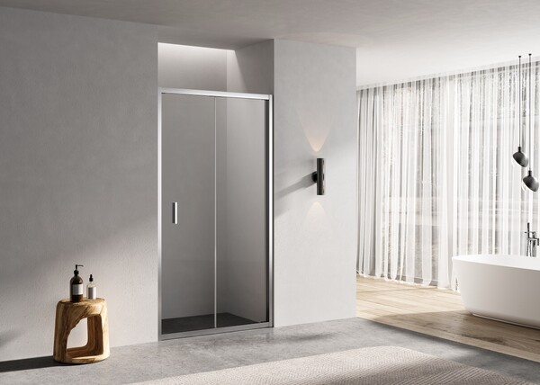 Душевое ограждение SANTREK AQUA Lea -SD-800-C-Chrome 800*1850 Прямое стекло Прозр 6 мм, профиль Хром