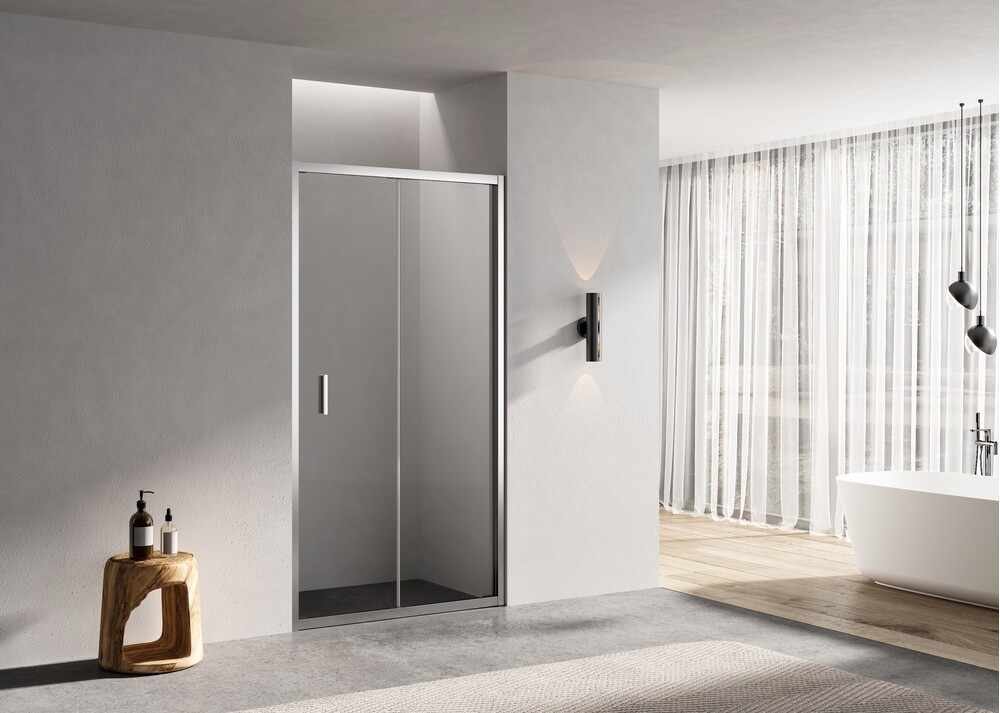 Душевое ограждение SANTREK AQUA Lea -SD-1000-C-Chrome 1000*1850 Прямое стекло Прозр 6 мм, профиль Хром