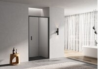 Душевое ограждение SANTREK AQUA Lea- SD-1000-C-Matt Black 1000*1850 Прямое стекло Прозр 6 мм, профиль Черный