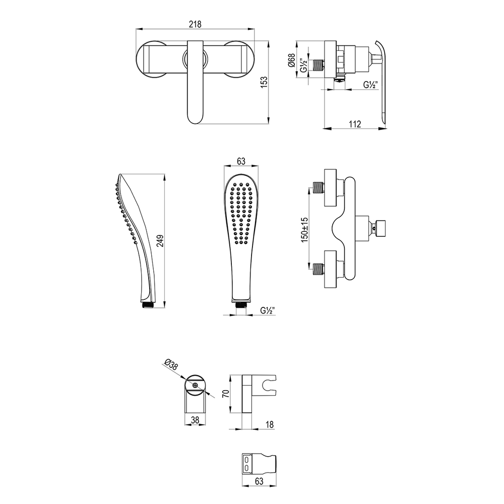 LM4933CW Melange Смеситель для душа, хром/белый	LEMARK 