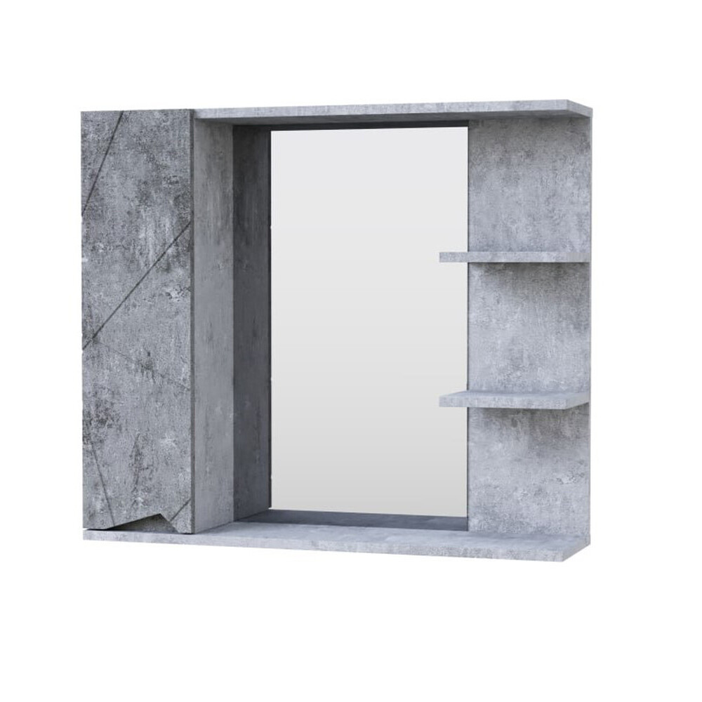 Зеркало-шкаф SANTREK HOME "Джой-80" (Бетон светлый) Левый 820х700х175