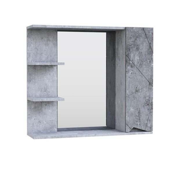 Зеркало-шкаф SANTREK HOME "Джой-80" (Бетон светлый) Правый 820х700х175