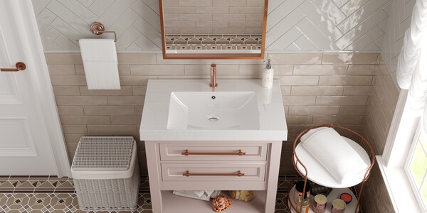 Умывальник "Paola Amaretto 80" (литьевой мрамор, 805х485х165) в комплекте с выпуском и переливом г. Ульяновск