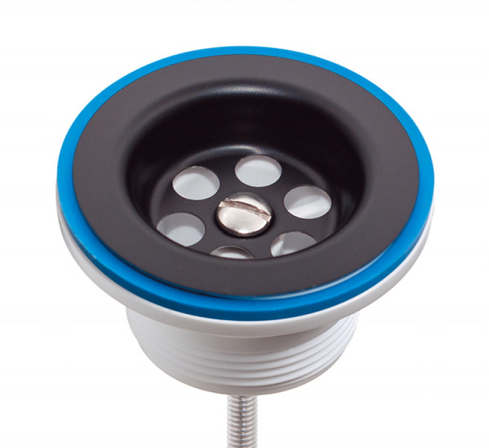 АА-3204-2-Ч Выпуск ОРИО 1 1/4" с решеткой D=63 и черной накладкой