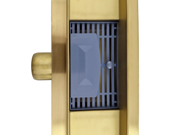 Линейный душевой трап SANTREK  A-70800_BG нерж 70*800мм (неповоротный горизонтальный выпуск, ф40)  золотй сатин, сухой затвор и гидрозатвор  ПРОМО !!!