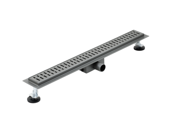 Линейный душевой трап SANTREK AQUA  С-70700_GM нерж 70*700мм (горизонтальный выпуск 360 гр, ф40)  оруж сталь ,сухой затвор и гидрозатвор