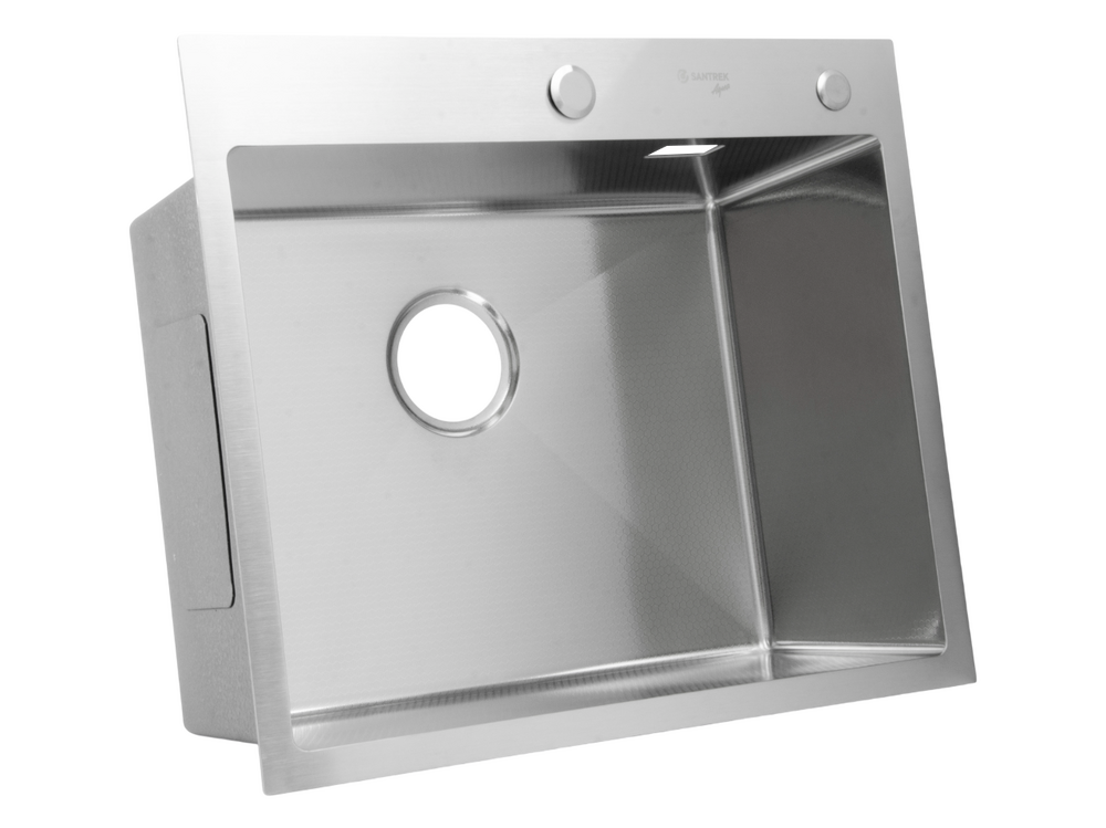 Мойка нерж врезная SANTREK AQUA PRO 600х500х220 т 3,0 ДЕКОР САТИН D6050HDS (+ сифон + дозатор) + КОЛАНДЕР 440х220 В ПОДАРОК!!!
