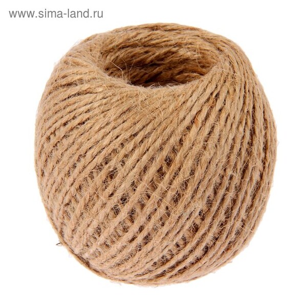 Шпагат джутовый, скрученный d=1,5 мм, 60 м, цвет натуральный 2259305