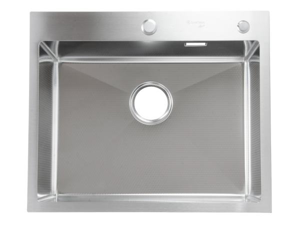 Мойка нерж врезная SANTREK AQUA PRO 600х450х220 т 3,0 ДЕКОР САТИН D6045HDS (+ сифон + дозатор) + КОЛАНДЕР 390х220 В ПОДАРОК!!!