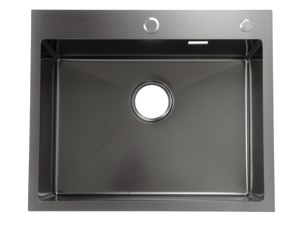 Мойка нерж врезная SANTREK AQUA PRO 600х450х220 т 3,0 ДЕКОР ГРАФИТ D6045HDB (+ сифон + дозатор) + КОЛАНДЕР 390х220 В ПОДАРОК!!!