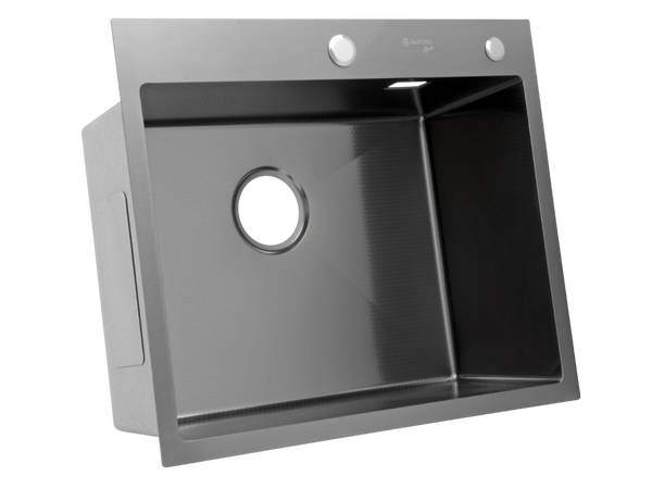 Мойка нерж врезная SANTREK AQUA PRO 600х450х220 т 3,0 ДЕКОР ГРАФИТ D6045HDB (+ сифон + дозатор) + КОЛАНДЕР 390х220 В ПОДАРОК!!!