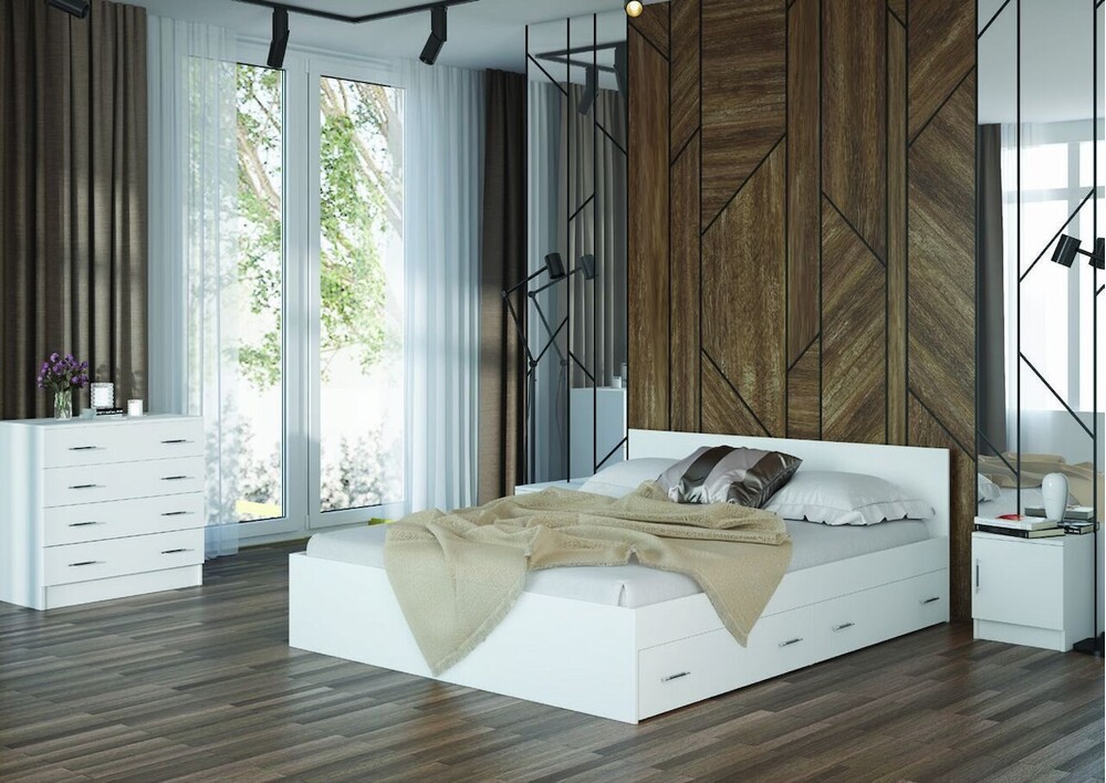 Кровать Стандарт 1200 с ящиками (Сонома) (3 места) 2391