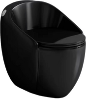 Унитаз-моноблок безободковый HOLLER ГЭЛЭКСИ MB (640*490*610мм, сиденье дюропласт с микролифтом, арматура 2-х режимная)  (1 место) черный матовый