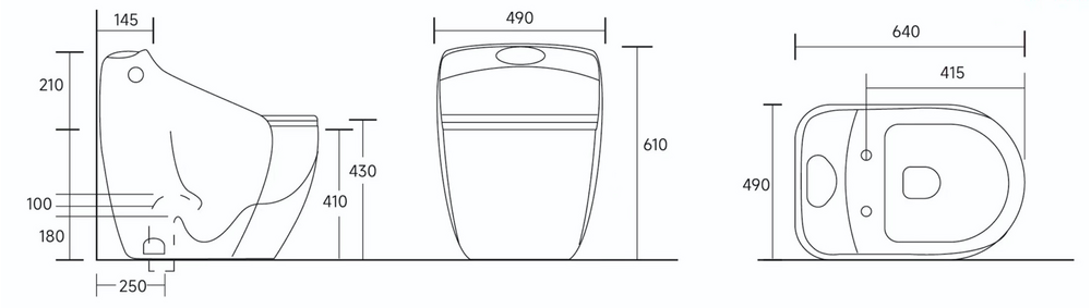 Унитаз-моноблок безободковый HOLLER ГЭЛЭКСИ MB (640*490*610мм, сиденье дюропласт с микролифтом, арматура 2-х режимная)  (1 место) черный матовый