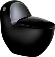 Унитаз-моноблок безободковый HOLLER ZIRO MB (780*470*680мм, сиденье ТЕРМОПЛАСТ с микролифтом, арматура 2-х режимная)  (1 место) черный матовый/глянец