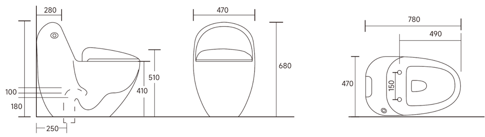 Унитаз-моноблок безободковый HOLLER ЗИРО (780*470*680мм, сиденье ТЕРМОПЛАСТ с микролифтом, арматура 2-х режимная)  (1 место) белый