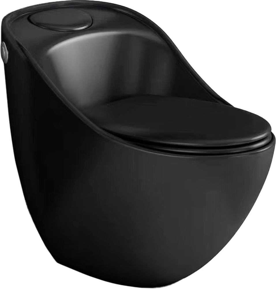 Унитаз-моноблок безободковый HOLLER СТАР MB (690*460*660мм, сиденье дюропласт с микролифтом, арматура 2-х режимная)  (1 место) черный матовый