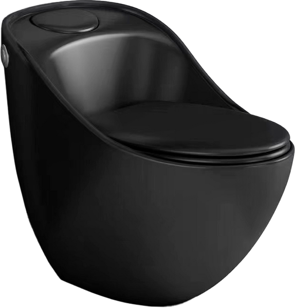 Унитаз-моноблок безободковый HOLLER СТАР MB (690*460*660мм, сиденье дюропласт с микролифтом, арматура 2-х режимная)  (1 место) черный матовый