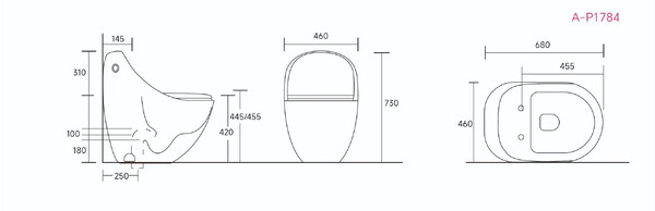 Унитаз-моноблок безободковый HOLLER TRON_MB (680*460*730мм, сиденье дюропласт с микролифтом, арматура 2-х режимная)  (1 место) черный матовый