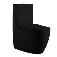 Унитаз-моноблок безободковый HOLLER МОНО_MB (685*370*825мм, сиденье дюропласт с микролифтом, арматура 2-х режимная)  (1 место) черный матовый