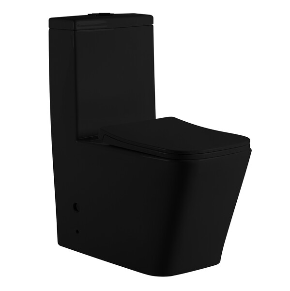 Унитаз-моноблок безободковый HOLLER ФОРТ_MB (665*345*805мм, сиденье дюропласт с микролифтом, арматура 2-х режимная)  (1 место) черный матовый