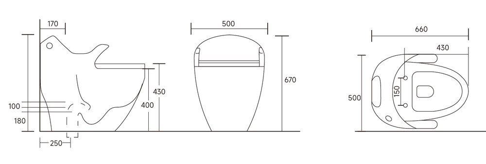 Унитаз-моноблок безободковый HOLLER KING (660*500*670мм, сиденье ТЕРМОПЛАСТ с микролифтом, арматура 2-х режимная)  (1 место) белый