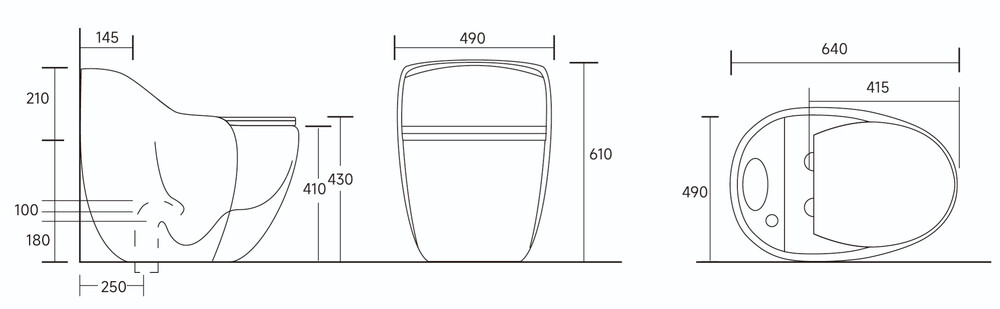 Унитаз-моноблок безободковый HOLLER VELIS (640*490*610мм, сиденье дюропласт с микролифтом, арматура 2-х режимная)  (1 место) белый