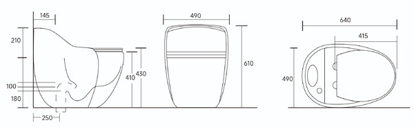Унитаз-моноблок безободковый HOLLER VELIS (640*490*610мм, сиденье дюропласт с микролифтом, арматура 2-х режимная)  (1 место) белый
