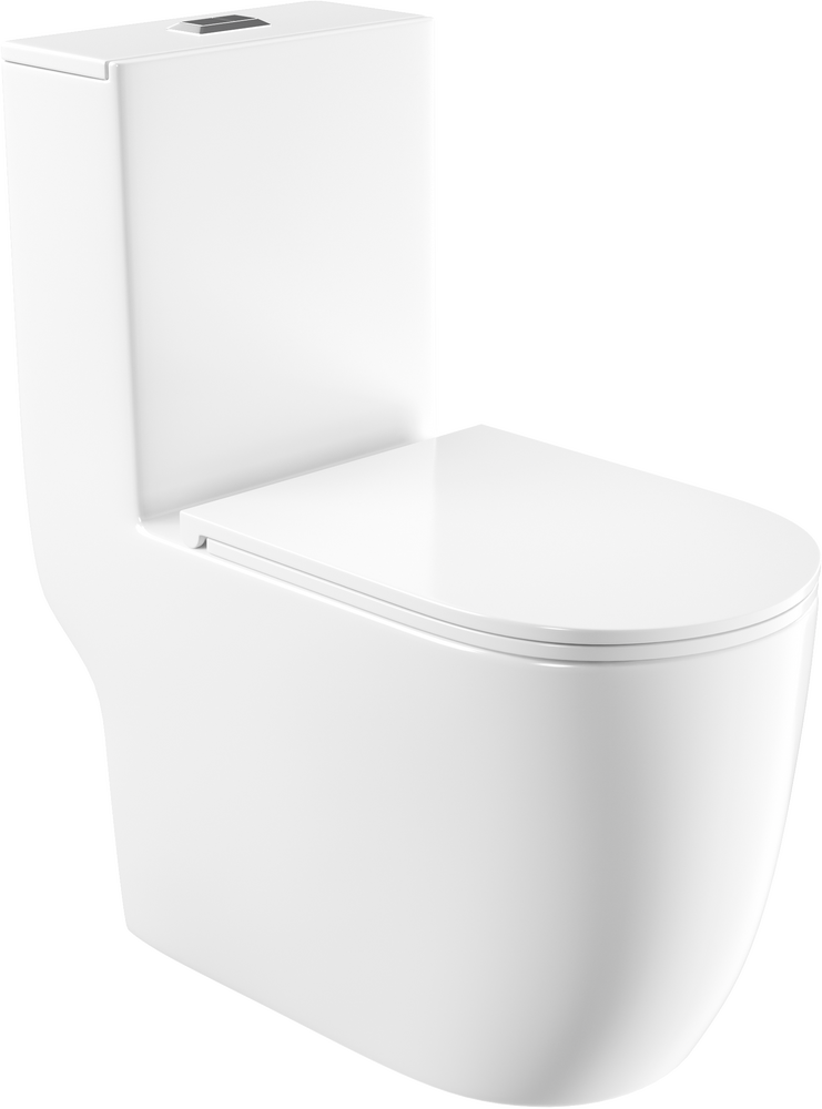 Унитаз-моноблок безободковый (Торнадо) HOLLER ВЕКСА (680*365*800мм, сиденье дюропласт с микролифтом, арматура 2-х режимная)  (1 место) белый