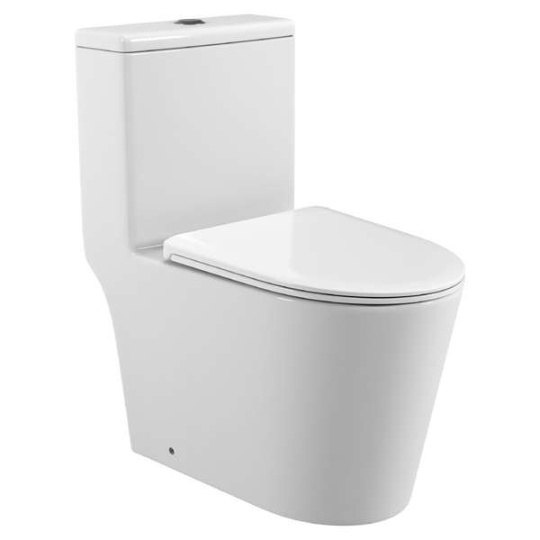 Унитаз-моноблок безободковый (Торнадо) HOLLER НОВО (660*400*760мм, сиденье дюропласт с микролифтом, арматура 2-х режимная)  (1 место) белый